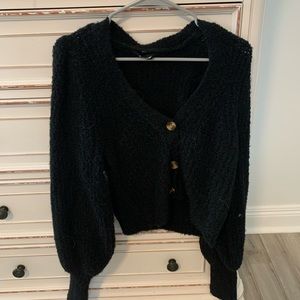 Black button down sweater, super cute, worn once, like new